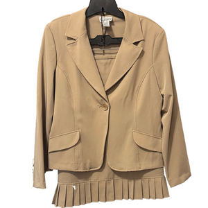 K.C. Spencer Tan One Button Blazer with Pleated Skirt